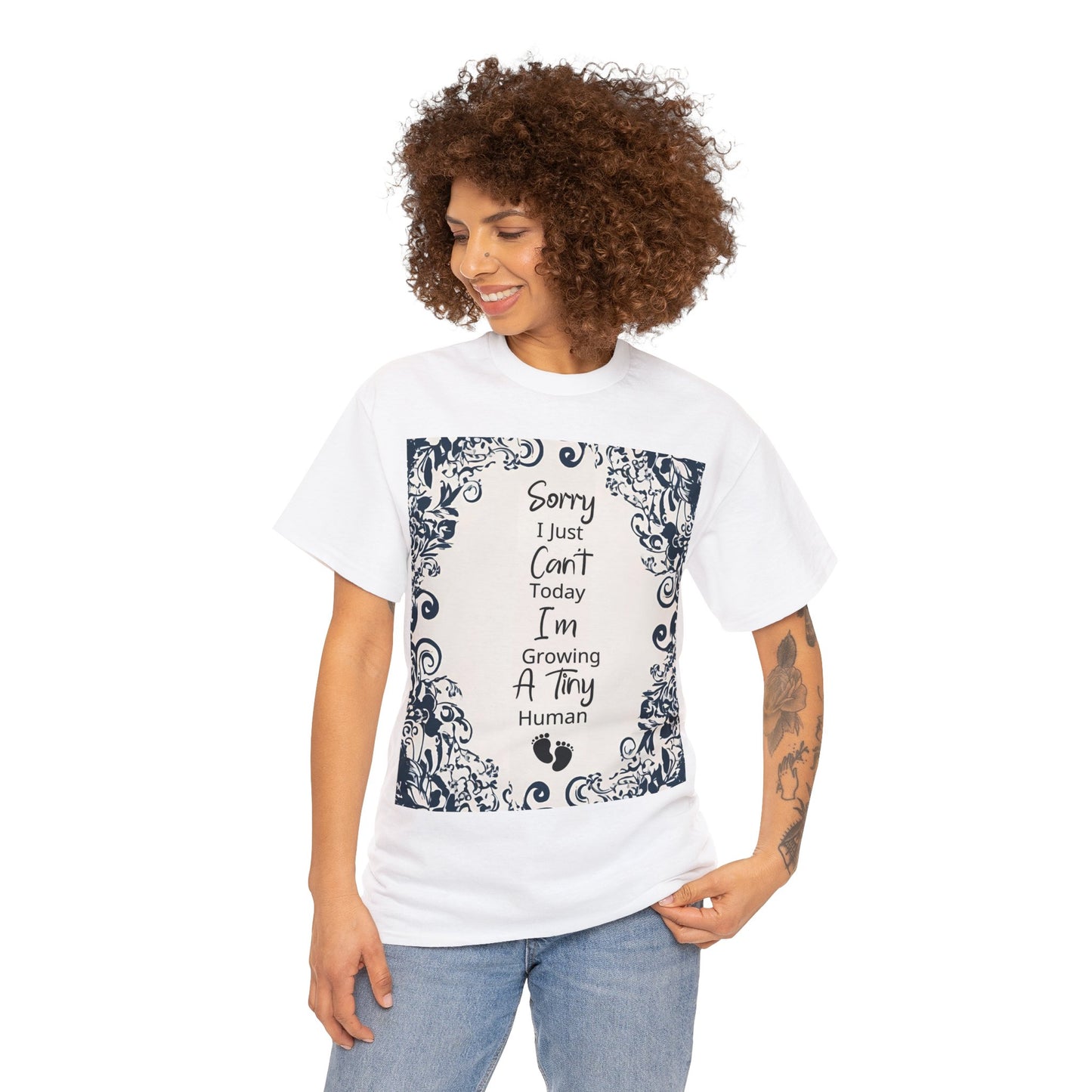 Expecting Mom I Just Cant Today Floral Frame | Cotton Tee