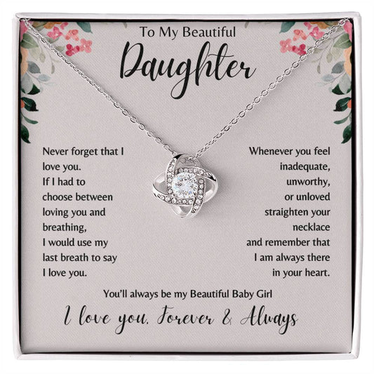 To My Beautiful Daughter |  Love Knot Necklace