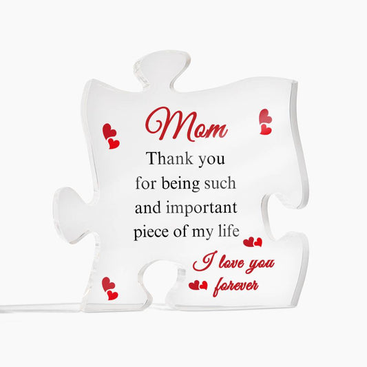 Mom I love You Puzzle Piece | Printed Acrylic Puzzle Plaque