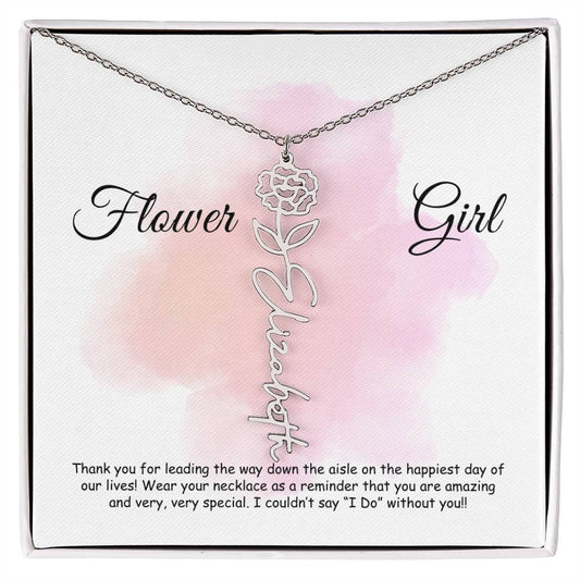 Will you be my flower girl? |  Flower Name Necklace With a customizable birth flower design