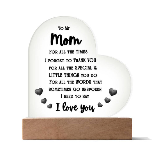 To My Mom for the Times | Printed Heart Acrylic Plaque