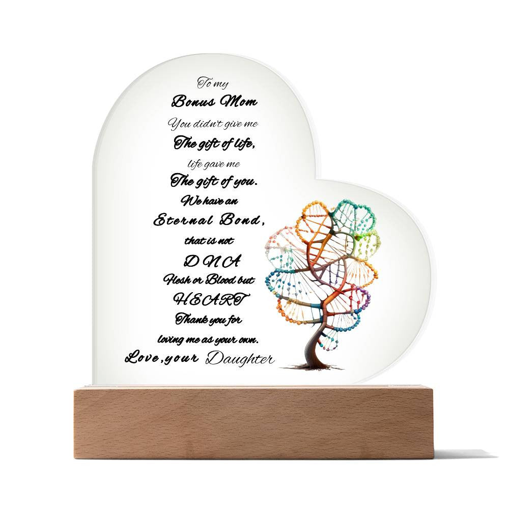 Bonus Mom Personalizable | Heart Shape Acrylic Plaque