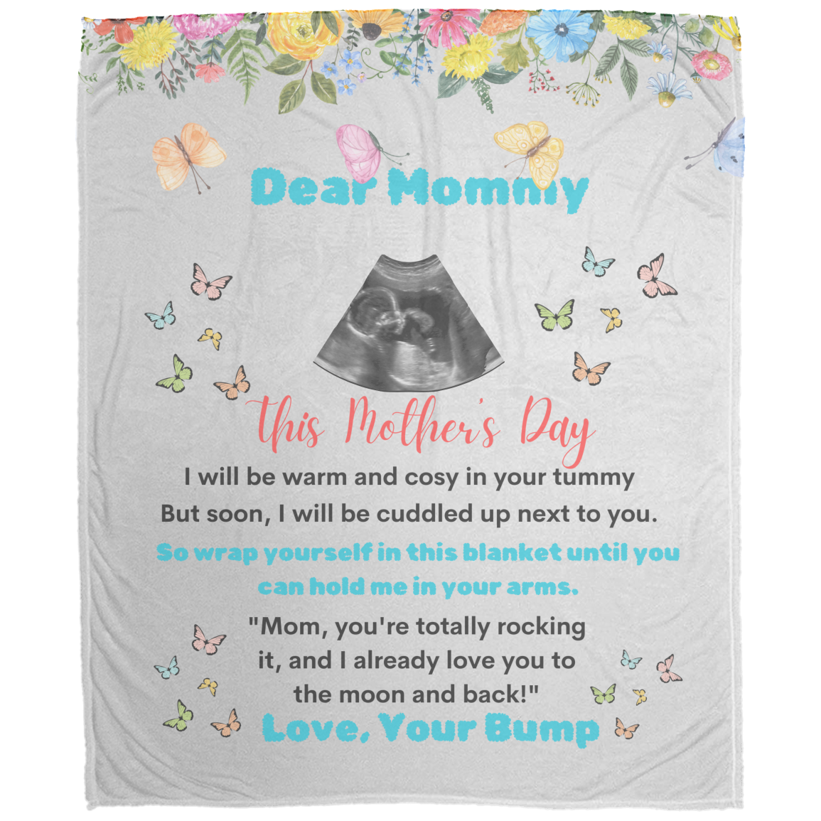 Expecting Mom's Personalized Sonogram | Plush Fleece Blanket - 50x60