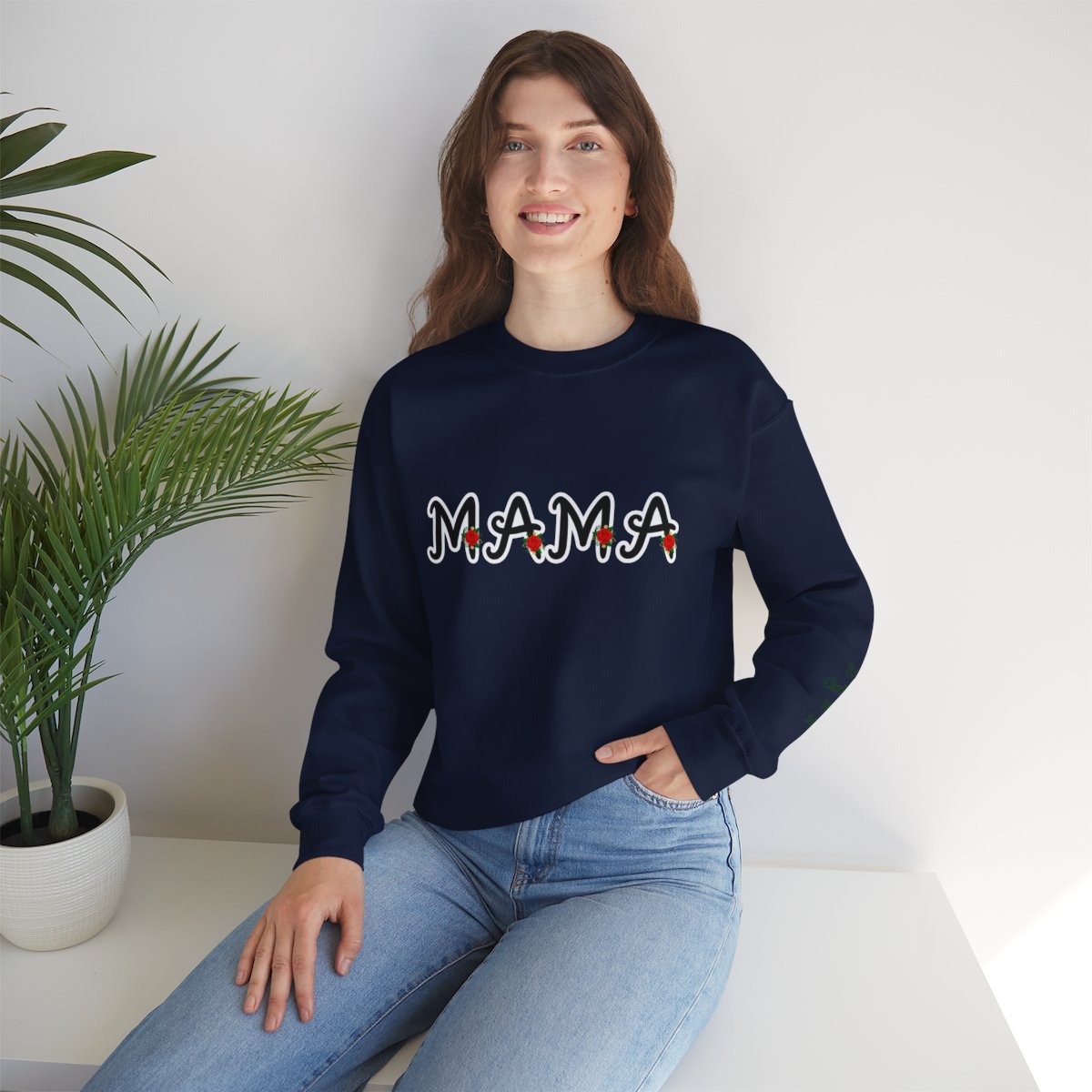 Personalized Mama Sweatshirt with Kid Names on Sleeve | Unisex Heavy Blend™ Crewneck Sweatshirt