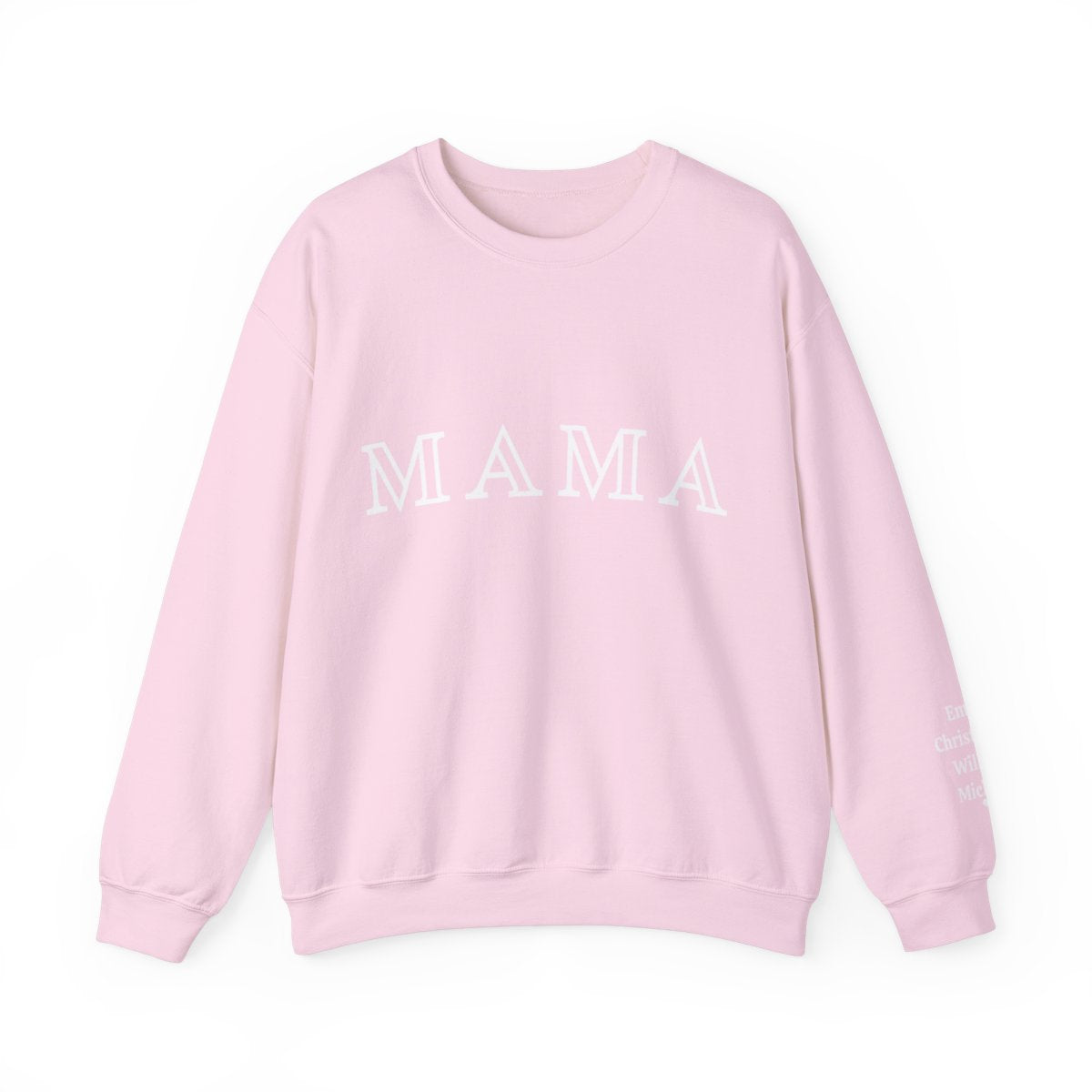 Personalized Mama Sweatshirt with Kid Names on Sleeve | Unisex Heavy Blend™ Crewneck Sweatshirt