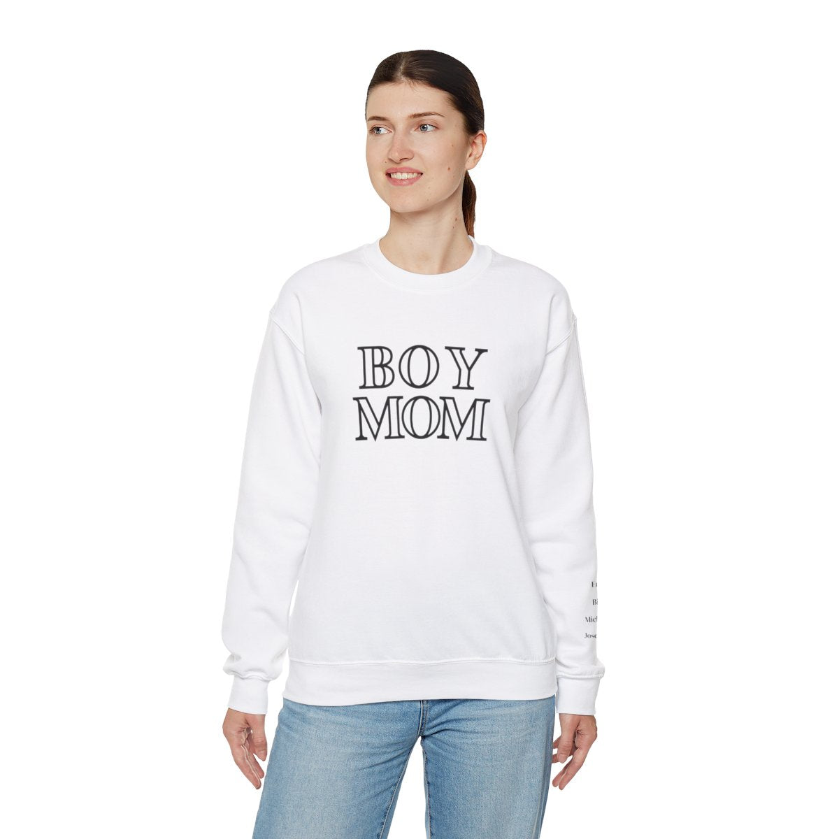 Personalized Boy Mom Sweatshirt with Kid Names | Heavy Blend™ Crewneck Sweatshirt