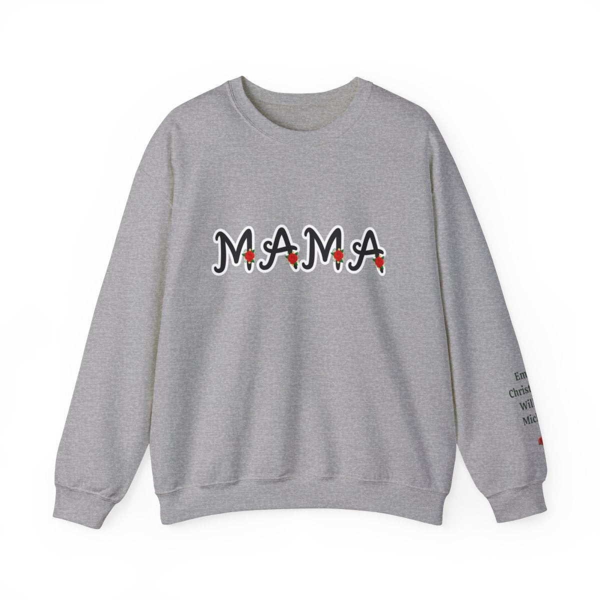 Personalized Mama Sweatshirt with Kid Names on Sleeve | Unisex Heavy Blend™ Crewneck Sweatshirt