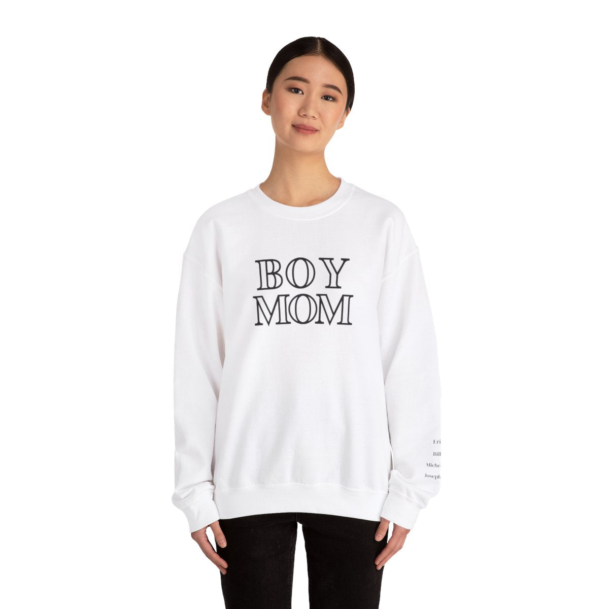 Personalized Boy Mom Sweatshirt with Kid Names | Heavy Blend™ Crewneck Sweatshirt