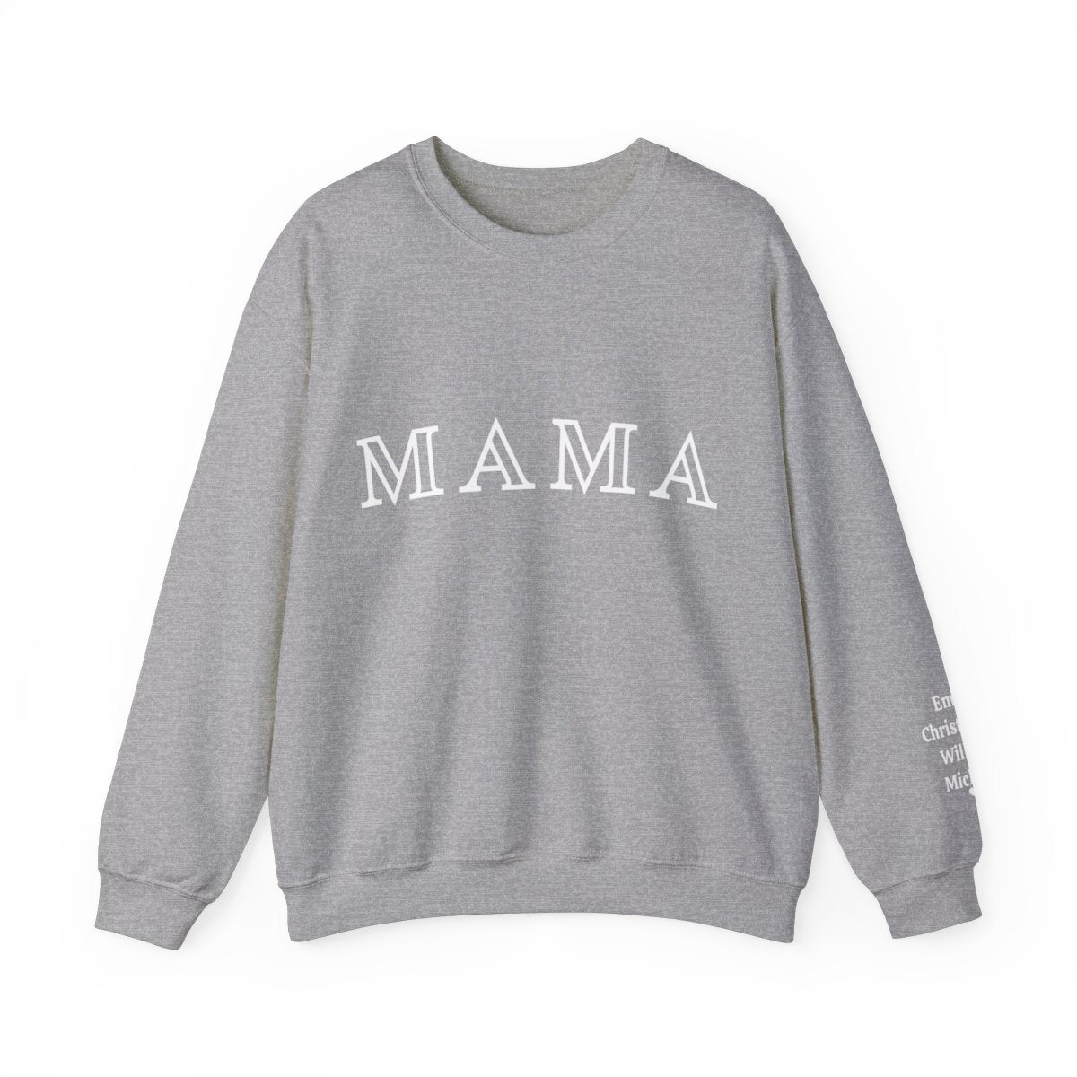 Personalized Mama Sweatshirt with Kid Names on Sleeve | Unisex Heavy Blend™ Crewneck Sweatshirt