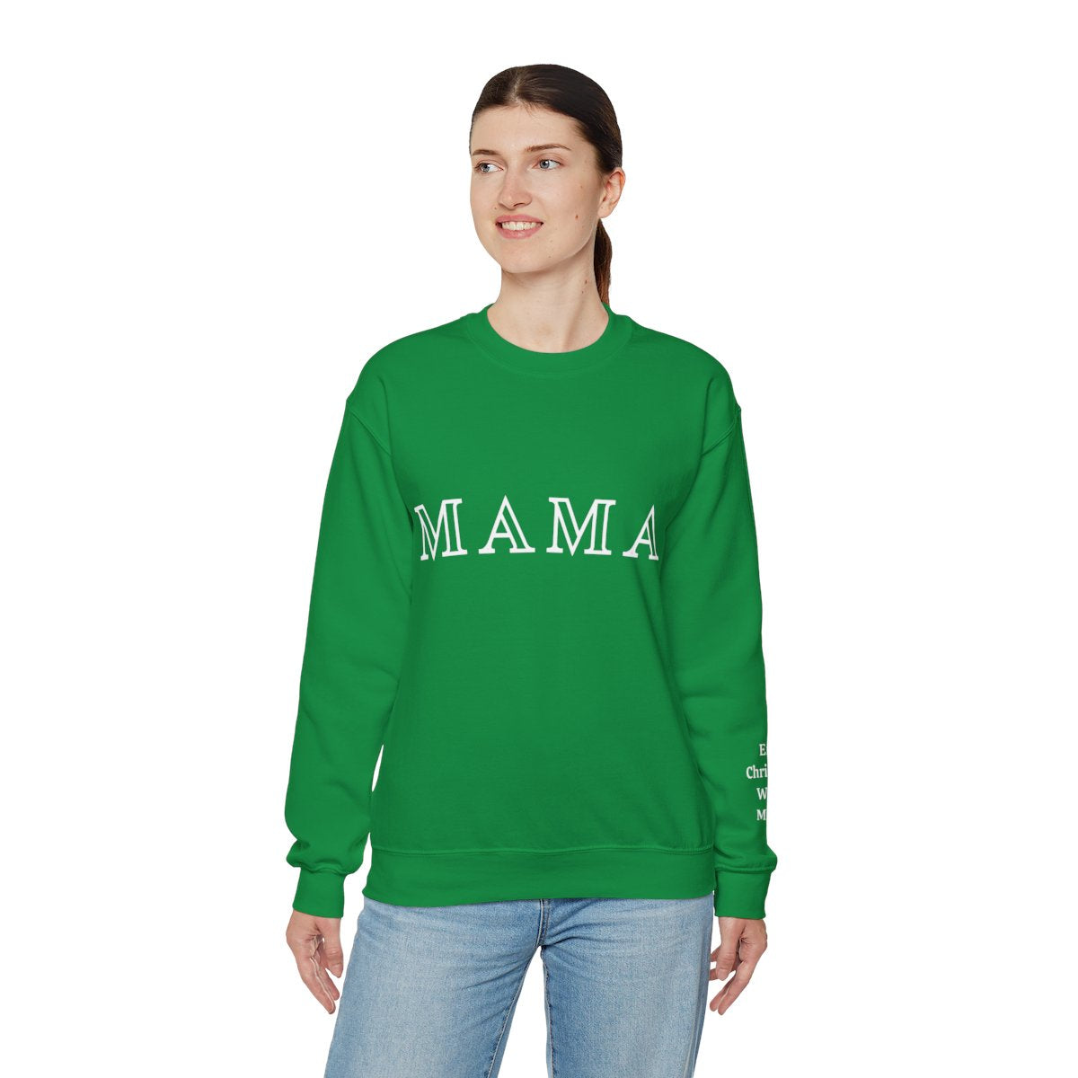 Personalized Mama Sweatshirt with Kid Names on Sleeve | Unisex Heavy Blend™ Crewneck Sweatshirt